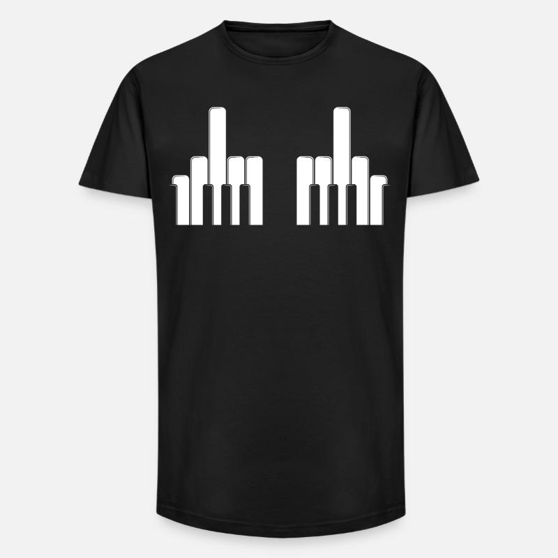 Klaviertasten Mittelfinger - Long Fit Männer T-Shirt - Schwarz
