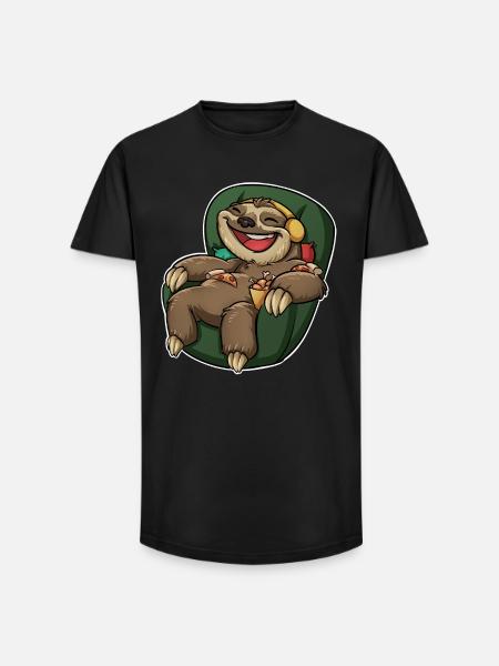 Sloth Pizza - Long Fit Men's T-Shirt - black