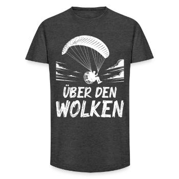 Gleitschirmflieger ÜBER DEN WOLKEN Lustiges - Long Fit Männer T-Shirt - Anthrazit - Vorne - AI Model Male 185 light (185cm)