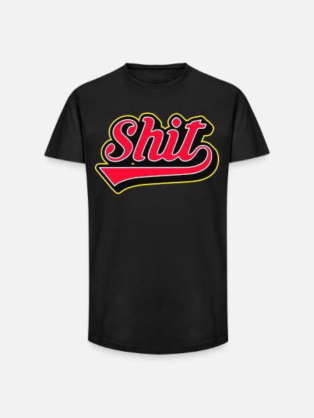 Shit Word Script Logo - Long Fit Männer T-Shirt - Schwarz