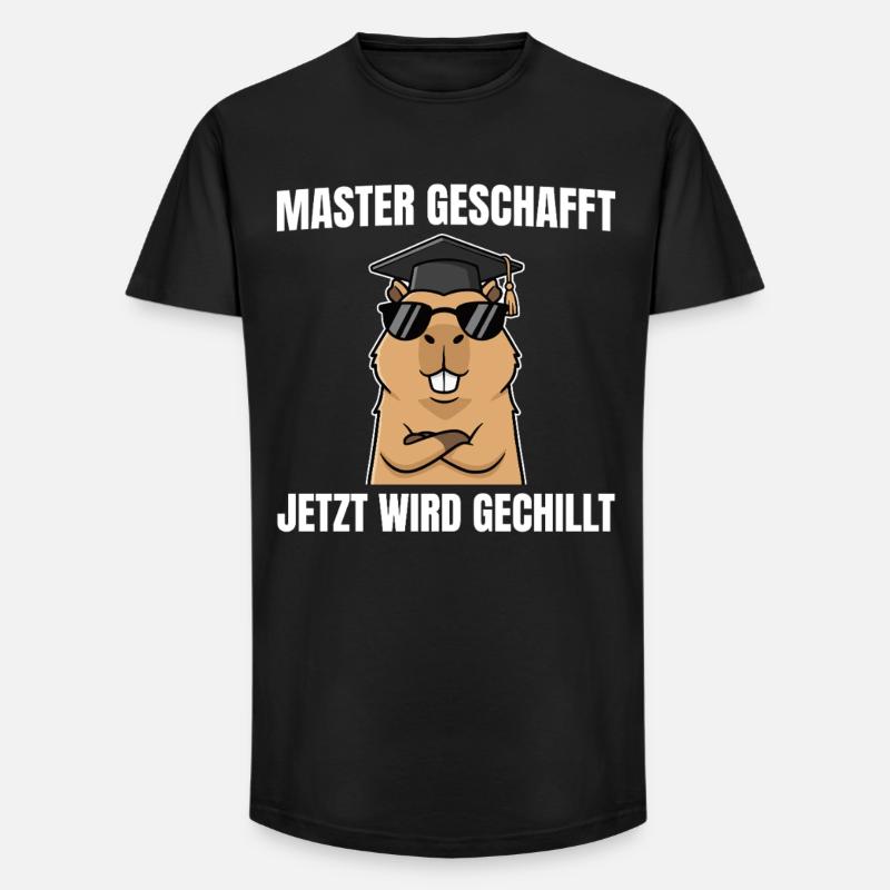 Master geschafft Capybara Bestandene Masterprüfung - Long Fit Männer T-Shirt - Schwarz