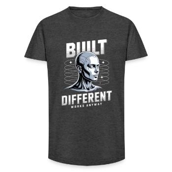 Neurodivergent Neurodiversität Built Differend - Long Fit Männer T-Shirt - Anthrazit - Vorne - AI Model Male 185 light (185cm)