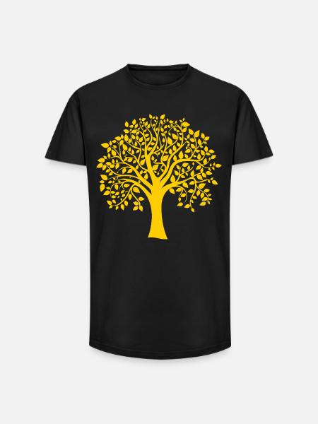 Base Yellow Jumbo Tree Print Silhouette - Long Fit Men's T-Shirt - black