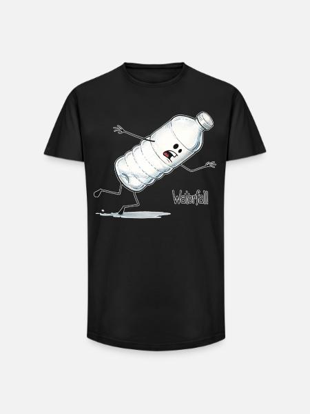 Waterfall – Falling Water Bottle Cartoon - Long Fit Men's T-Shirt - black
