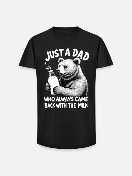 Bär mit Milch – Vatertier Spruch - Long Fit Männer T-Shirt - Schwarz