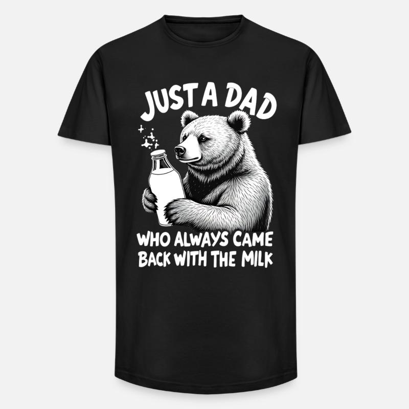 Bär mit Milch – Vatertier Spruch - Long Fit Männer T-Shirt - Schwarz