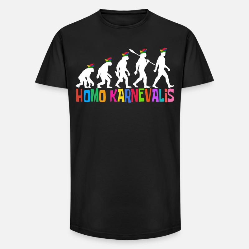 Homo Carnival | Évolution des Fous, Engraissé - T-shirt coupe longue homme - noir