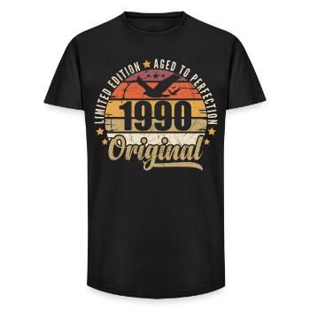 1990 Birthday Gift 1990 Original 1990 - Long Fit Men's T-Shirt - black - Front - AI Model Male 185 light (185cm)