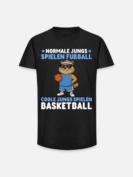 Groundhog - Cool Boys Playing Basketball - Long Fit Men's T-Shirt - black