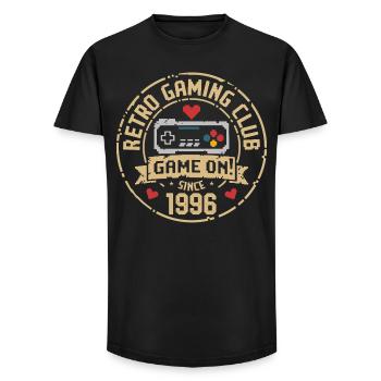 Vintage 1996 Birthday 1996 Gift 1996 - Long Fit Men's T-Shirt - black - Front - AI Model Male 185 light (185cm)