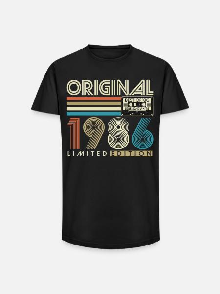 40e anniversaire Rétro Cadeau 1986 - T-shirt coupe longue homme - noir