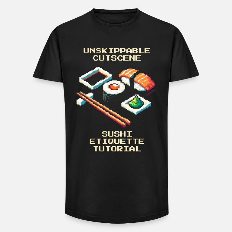 Unskipbare Cutscene | Sushi-Knigge Tutorial - Long Fit Männer T-Shirt - Schwarz
