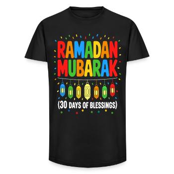 Ramadan Mubarak Lantern Happy Ramadan Mubarak Boys - Long Fit Men's T-Shirt - black - Front - AI Model Male 185 light (185cm)
