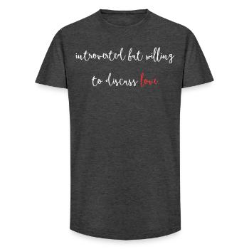 Introverted But Willing To Discuss Love V Day - Long Fit Männer T-Shirt - Anthrazit - Vorne - AI Model Male 185 light (185cm)
