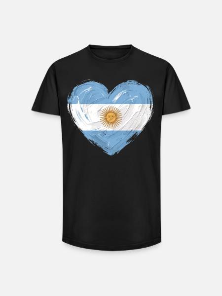 Argentina Flag Heart Fußball Fußball - Long Fit Männer T-Shirt - Schwarz
