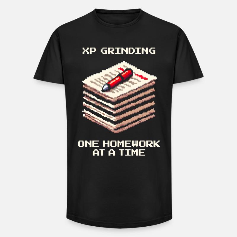 XP Grind : Devoirs pour devoirs | École - T-shirt coupe longue homme - noir