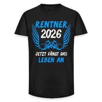 Rentner 2026 Ruhestand Geschenk - Long Fit Männer T-Shirt - Schwarz - Vorne - AI Model Male 185 light (185cm)