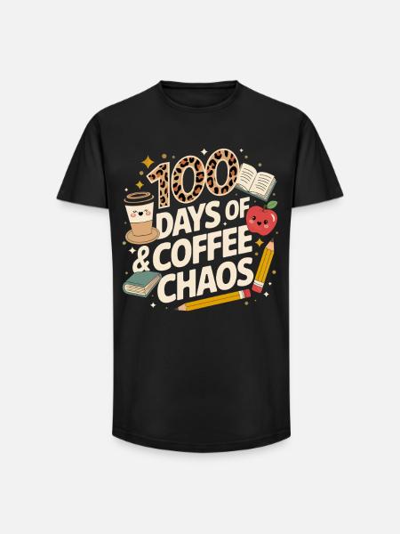 100 days of coffee chaos - Long Fit Men's T-Shirt - black