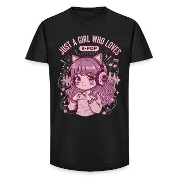Just a girl, das K-Pop liebt, niedliche Anime-Koreanische Pop-Pop-Figuren - Long Fit Männer T-Shirt - Schwarz - Vorne - AI Model Male 185 light (185cm)