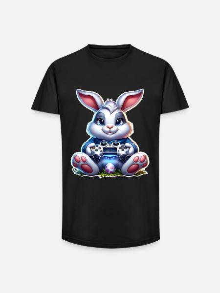Easter Bunny Gaming Gamer - Long Fit Men's T-Shirt - black
