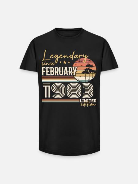 Février 1983 anniversaire 1983 légendes Février - T-shirt coupe longue homme - noir