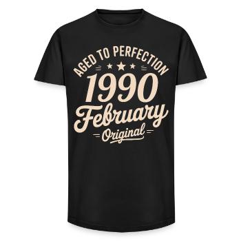 Février 1990 - February 1990 - Long Fit Men's T-Shirt - black - Front - AI Model Male 185 light (185cm)
