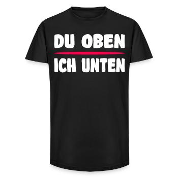 Funny Flirt Shirt – You Up I Down Saying - Long Fit Men's T-Shirt - black - Front - AI Model Male 185 light (185cm)