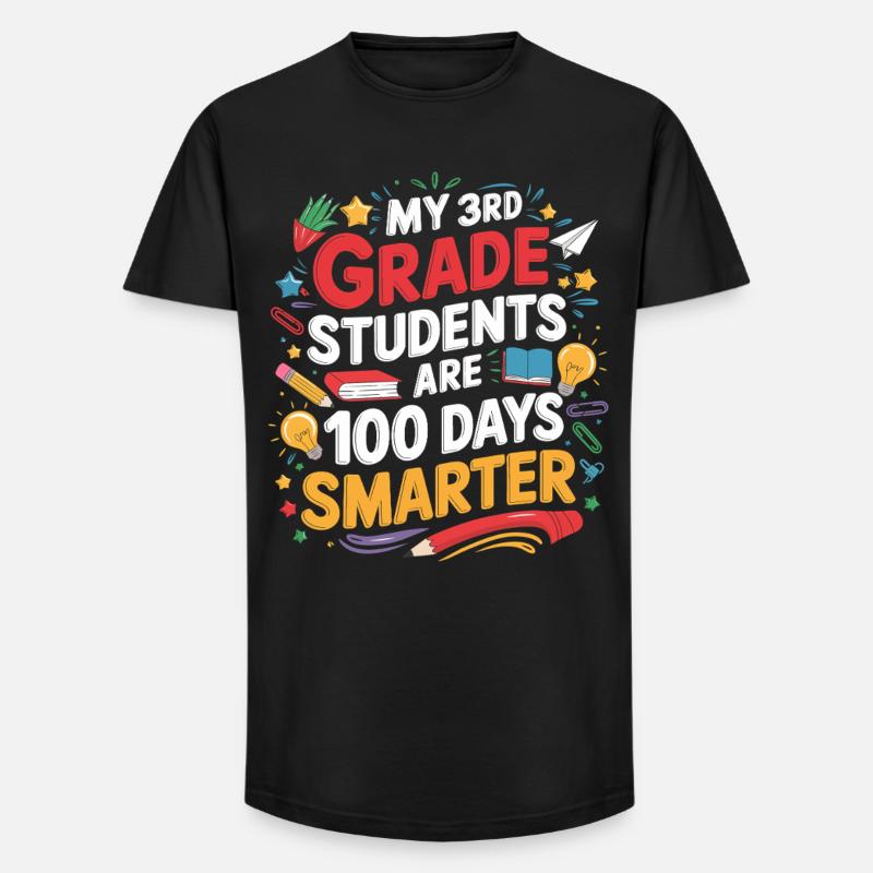 Third Class: 100 Days Smarter - Long Fit Men's T-Shirt - black