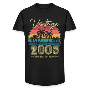 Vintage 2008 Jahrgang Geburtstagsgeschenk - Long Fit Männer T-Shirt - Schwarz - Vorne - AI Model Male 185 light (185cm)