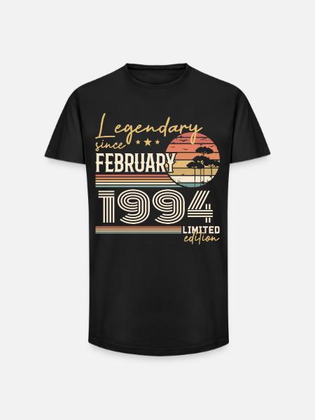 Février 1994 anniversaire 1994 légendes Février - T-shirt coupe longue homme - noir