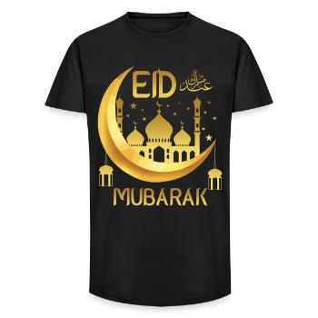 Eid Mubarak Happy Ramadan Allah Islamic Holiday - Long Fit Men's T-Shirt - black - Front - AI Model Male 185 light (185cm)