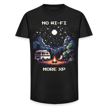 No Wi-Fi, more XP | Van Life Freedom - Long Fit Men's T-Shirt - black - Front - AI Model Male 185 light (185cm)