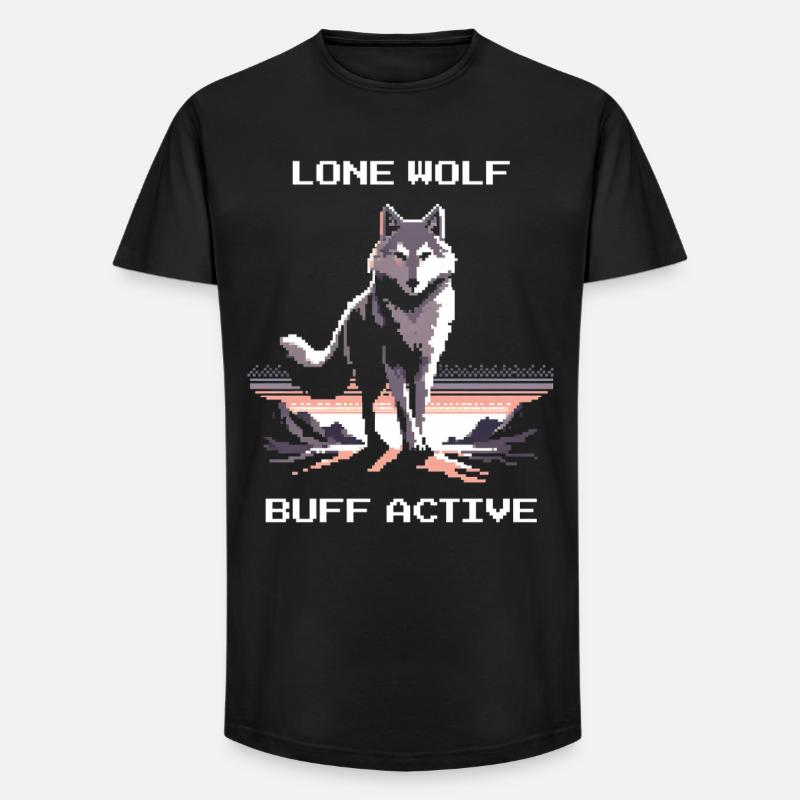 Lone Wolf active | Wolf Power - Long Fit Men's T-Shirt - black