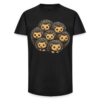 Bande de Hérissons Mignons - T-shirt coupe longue homme - noir - Devant - AI Model Male 185 light (185cm)