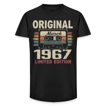 März 1967 Vintage März 1967 - Long Fit Männer T-Shirt - Schwarz - Vorne - AI Model Male 185 light (185cm)