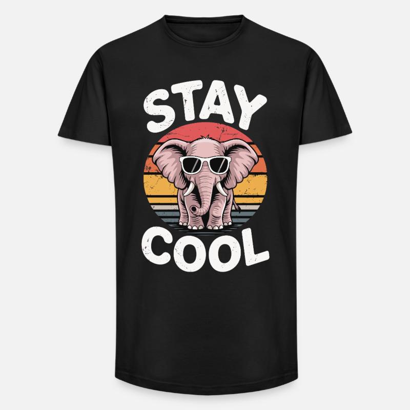 Stay Cool Elefant - Kinder Retro - Long Fit Männer T-Shirt - Schwarz