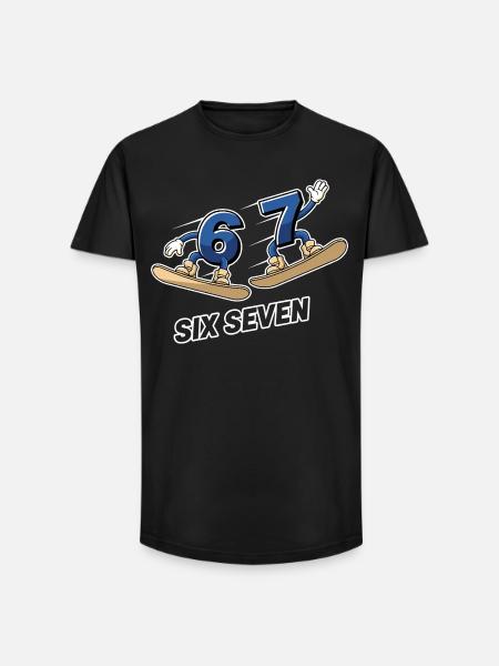 6 7 Six Seven Snowboard Meme - T-shirt coupe longue homme - noir