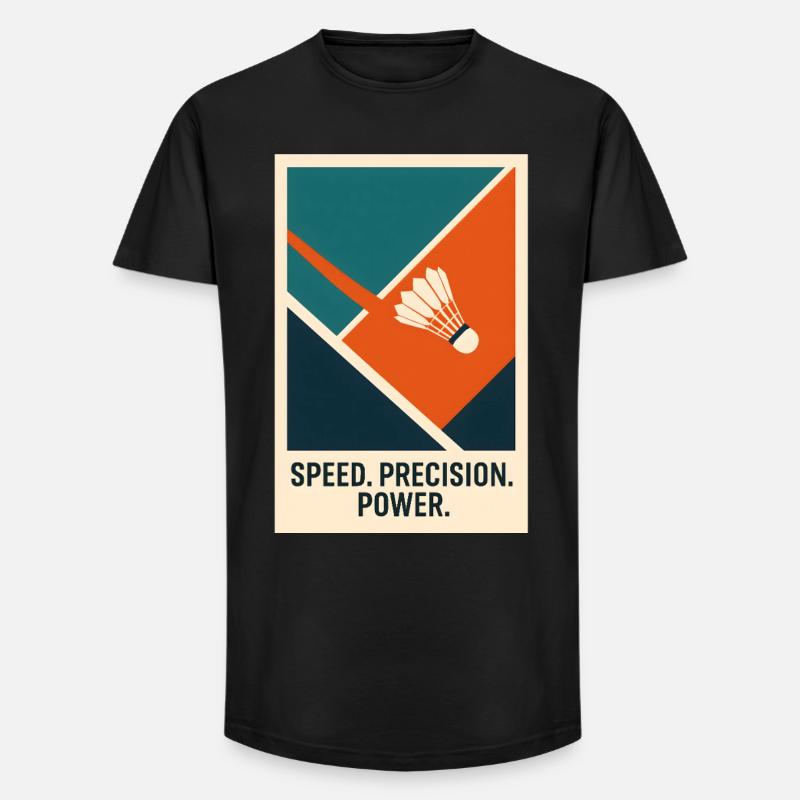 Speed Precision Power | Badminton Statement - Long Fit Men's T-Shirt - black