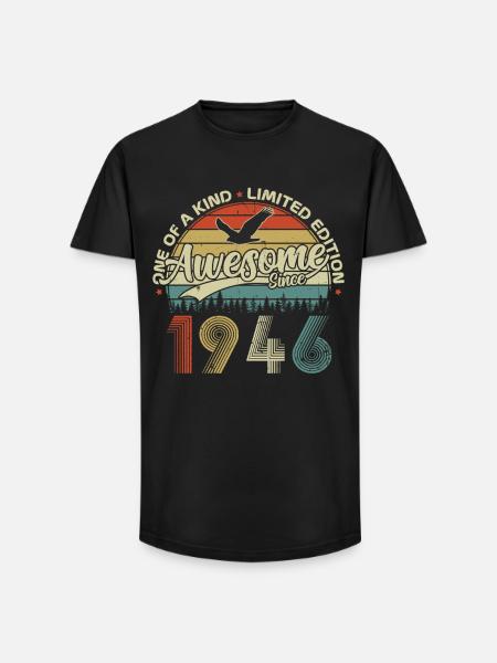 1946 Vintage Vintage Retro Birthday Gift - Long Fit Men's T-Shirt - black