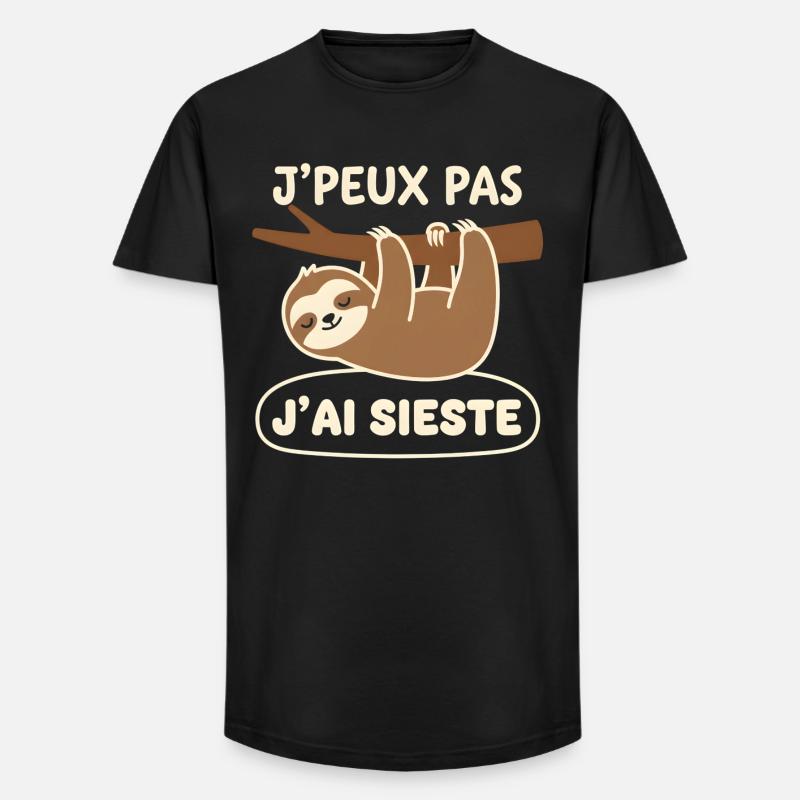 Faultiers Nickerchen - Long Fit Männer T-Shirt - Schwarz