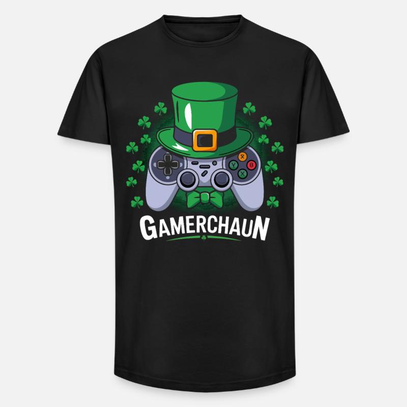 GameChaun Leprechaun Controller Motiv - Long Fit Männer T-Shirt - Schwarz