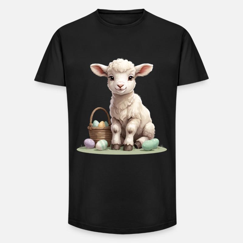 Pastel lamb with Easter eggs - Long Fit Men's T-Shirt - black