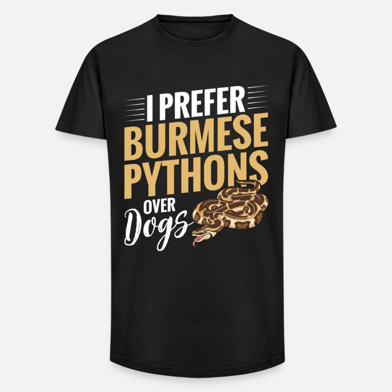 Burmesischer Python-Stoff Reptilien-Foos-Schlangenbesitzer - Long Fit Männer T-Shirt - Schwarz