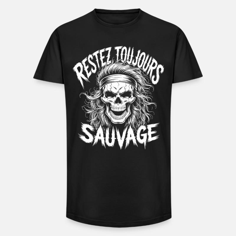 Bleib wild Immer Schädel - Long Fit Männer T-Shirt - Schwarz
