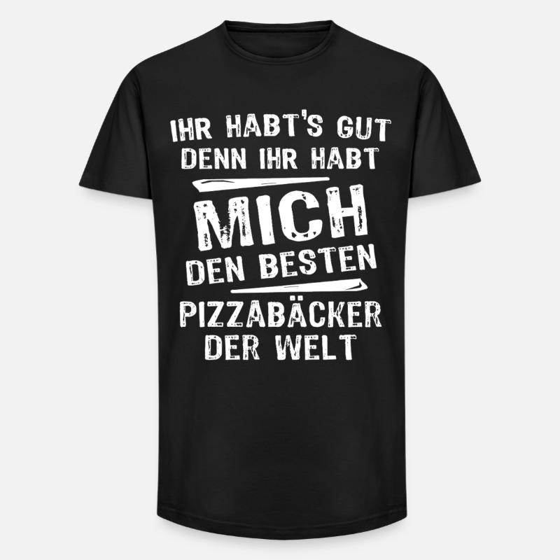 Pizzabäcker - Long Fit Männer T-Shirt - Schwarz