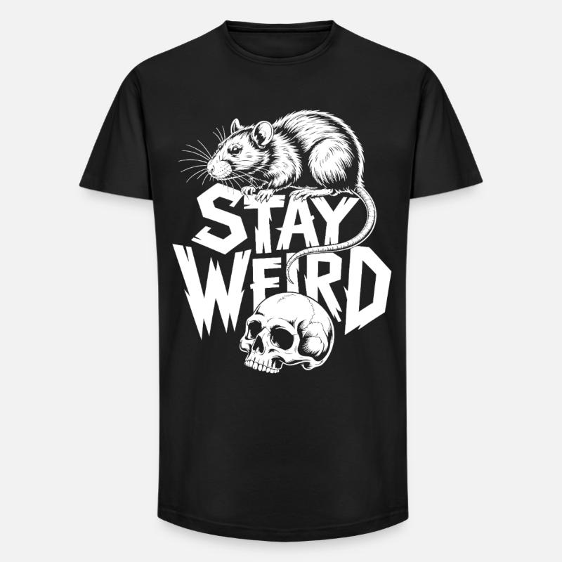 Resta Strano Ratto e Teschio - T-shirt uomo a vestibilità lunga - nero
