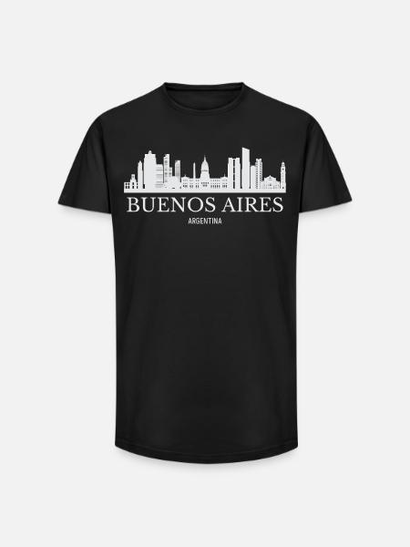 Buenos Aires Skyline, Buenos Aires Argentine - T-shirt coupe longue homme - noir