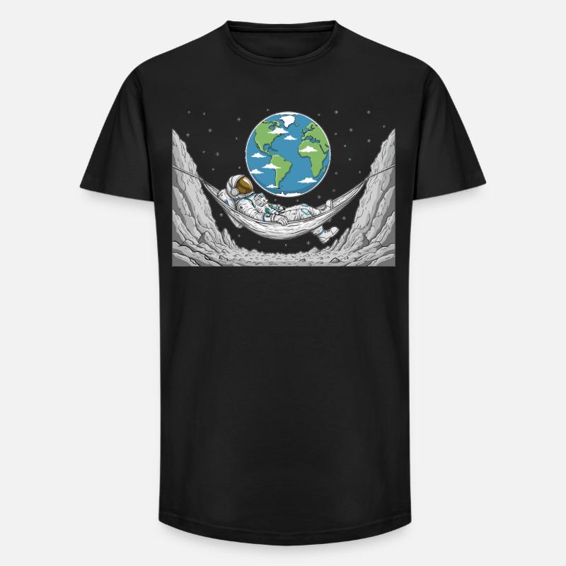 Astronaut Space Hammock Moon Earth Rest - Long Fit Männer T-Shirt - Schwarz