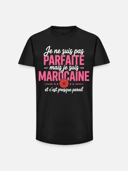 je suis marocaine - T-shirt coupe longue homme - noir