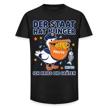 The state is hungry pelican - Long Fit Men's T-Shirt - black - Front - AI Model Male 185 light (185cm)